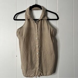 LINO 120% Line Halter Sleeveless Shirt Tan Button-Up Women's Top Women's EU 42